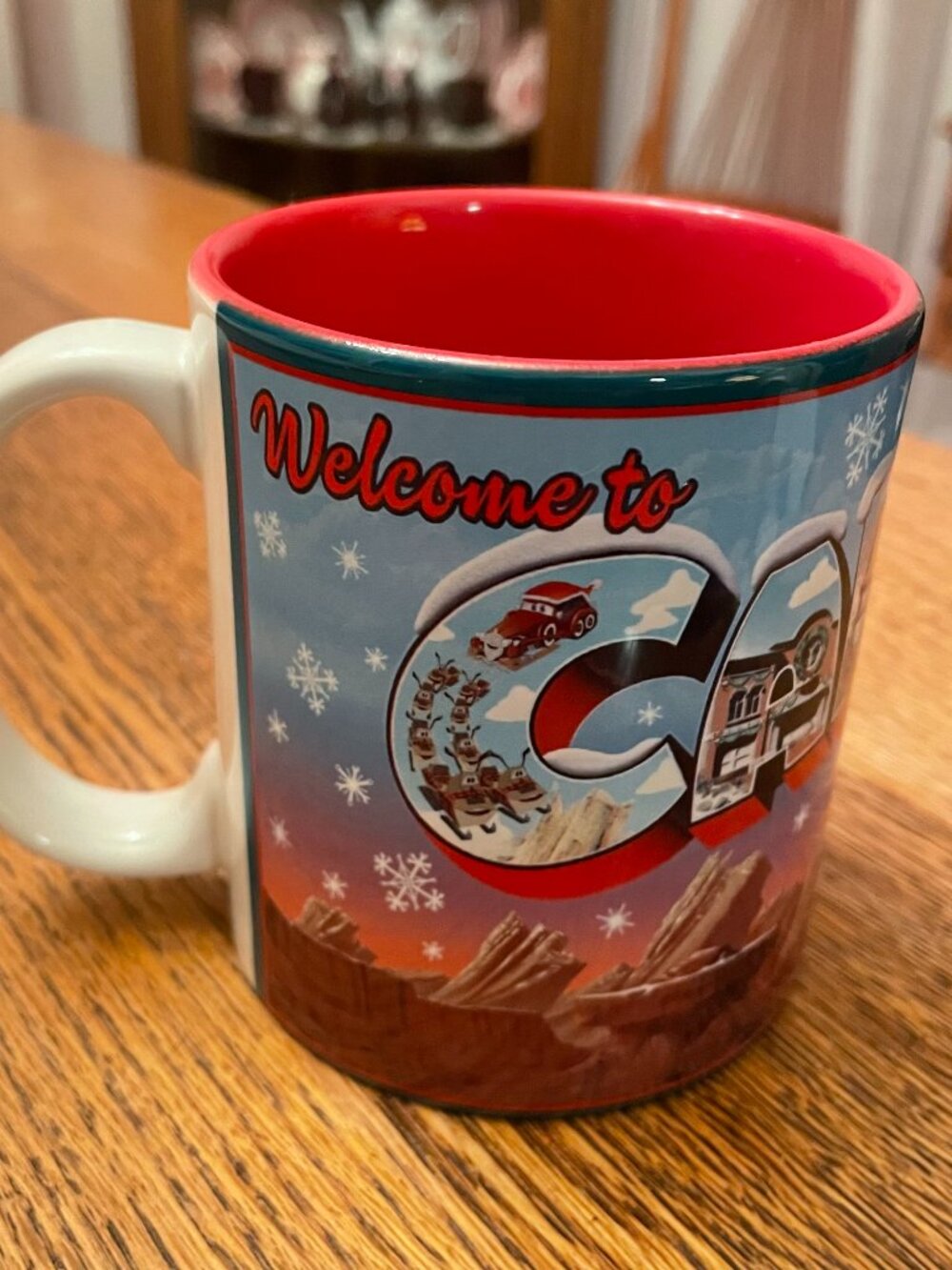 Disney Parks Welcome to Car Land Season's Speedings Coffee Cup Mug 13 Ounces